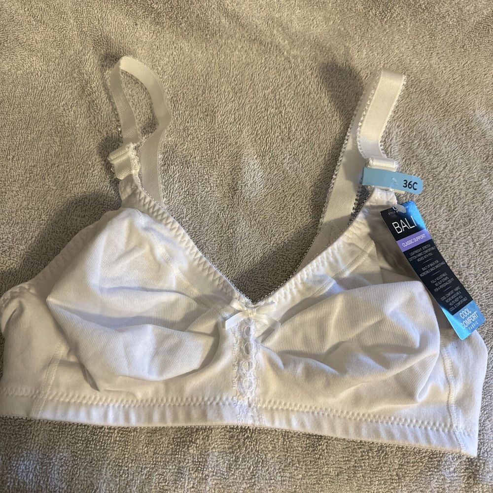 NWT Bali White Polyester Classic Support Unpadded Bra Women's Size 36 C Msrp $40